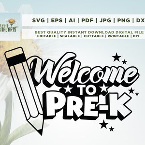 Welcome To Pre-K, Pre-K Sign SVG, Pre-K Classroom Decor, Decoration for Pre-K Classroom svg, Cricut, sublimation, Retro Pre-K Teacher svg