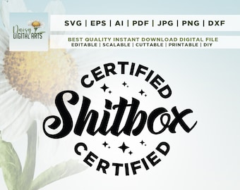 Certificado Shitbox SVG, sarcástico svg, Sarcasm svg, Car decal svg, bumper sticker svg, Funny decal svg, Cut File, Funny Svg, Cricut, Png, Svg