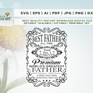 Beste vader aller tijden papa nr. 1 Svg, papa T Shirt Svg, Vaderdag Svg, papa Svg, Vaderdag Shirt SVG, Cricut & Dxf, Eps, Png, Cricut