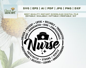 Nursing svg, nurse appreciation svg, Nurse svg, RN svg, stethoscope svg, badge svg, cut file, instant download, healthcare, Cricut, Png, Svg