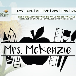 Profesor SVG, Profesor Split Monogram SVG, Útiles escolares SVG Back to Schoo, Svg School Svg, Split Monogram, Cut File Cricut, Silhouette