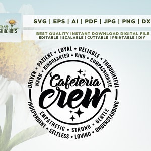 Cafeteria Crew svg, cafeteria team, lunchroom, lunch lady svg, cafeteria worker, lunch lady svg, food service, badge, Cricut, Png, Svg