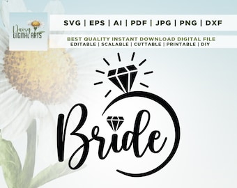 Bride Diamond Ring SVG, Wedding Cut Files (Digital Download)