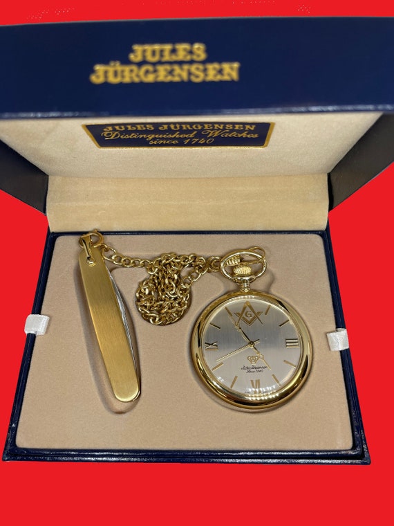 Jules Jurgensen Masonic Open Face Pocket Watch + Chai… Gem