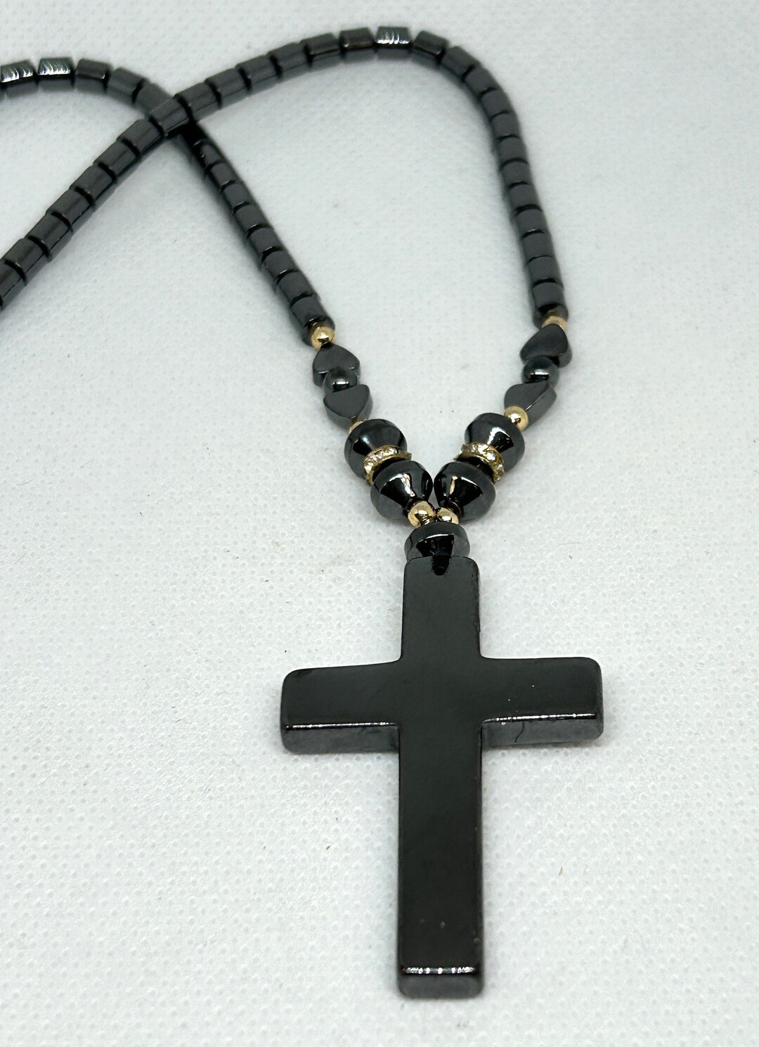 Hematite Cross Necklace 18 Etsy