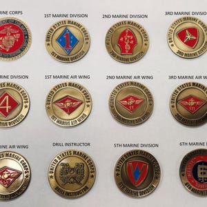 United States Marine Career and Division 30mm (1-1/5") Adhesive Medallion