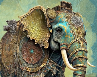 Steampunk Elephant Decoupage .  Rice Paper. https://dragonflycrafts.uk/