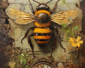 Clockpunk Bumble Bee 2 Decoupage .  Rice Paper. https://dragonflycrafts.uk/