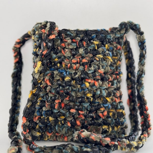 Upcycled Plarn EcoFriendly Crochet Bag – Made from grocery plastic bags and yarn