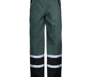 Mens Summer Work Trousers for Construction in 100 Cotton Fabric Reflective Elements and Multiple Pockets