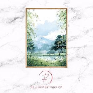 Printable Chinese Landscape, Downloadable Digital Wall Art
