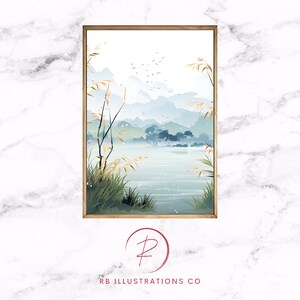 Printable Chinese Landscape, Downloadable Digital Wall Art