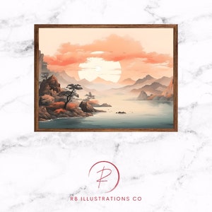 Printable Chinese Landscape, Downloadable Digital Wall Art