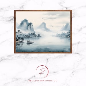 Printable Chinese Landscape, Downloadable Digital Wall Art