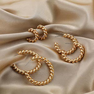 Twisted Hoop Earrings in 18K Gold | Minimalist Gold Earrings | Twist Creole Hoops | Rope Earrings | Simple Hoops | Braided Hoops