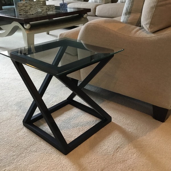 Metal matte black end table base