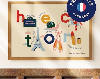 Personalized French Name Paris Print: Framed Kids Wall Art