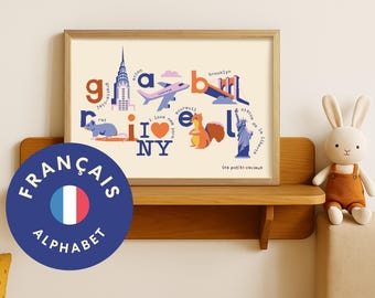 Personalized French Name New York City Print: Framed Kids Wall Art