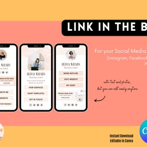 Link in Bio Template - Instagram Link in der Bio, Social Media Kit, Canva Template, digitaler Download, Branding