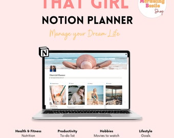 That Girl NOTION Planner, Notion template, Personal planner, Notion Planner, Life Planner, Digital Planner, All in one Notion planner