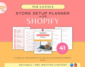 Shopify store setup planner, sell digital product, passive income, PLR, passive profit, small business, Shopify shop,online business, resell