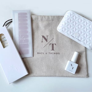 Nail Wraps Kit with UV Lamp, 42pc. Nail Strips, File, Gel Topcoat. For Mother’s Day, Valentine’s, Birthdays & Bridal favors. Start Kit