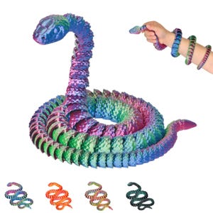 Ormfigur XL 80 cm, Ledad Flexibel 3D-orm, Fantasy Displaydekor