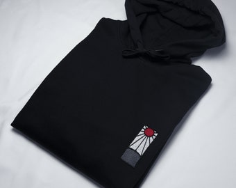 Embroidered Hoodie Unisex Cotton Black White Gray Beige Manga Tanjiro Earrings Gift Idea