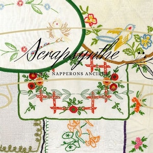 éphémères de napperons brodés, imprimable, pour vos albums, journaux, photos, scrapbooking, journalisation, décoration