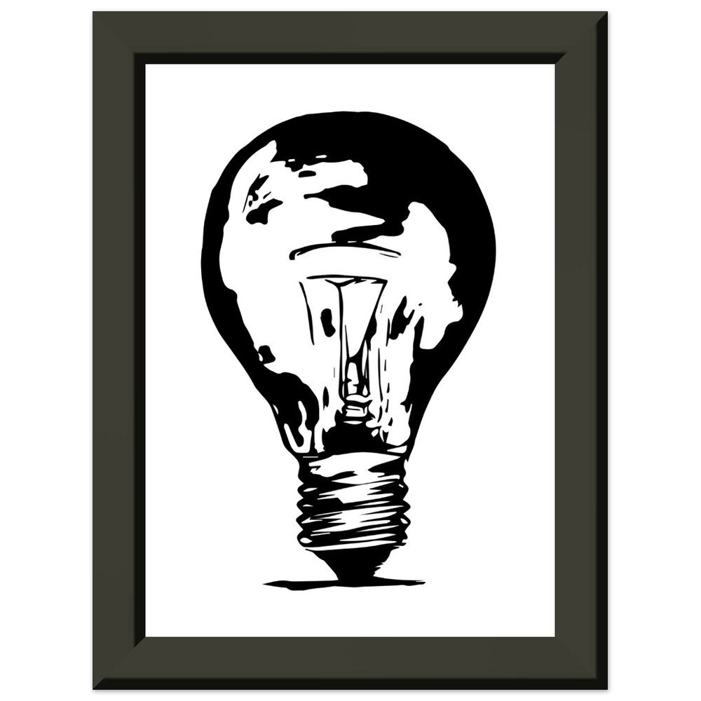 Globe Light Bulb Line Art, Lightbulb Line Drawing, Light Bulb Illustration,  Lamp Printable, Lightbulb Doodle, Minimalistic Wall Decor 