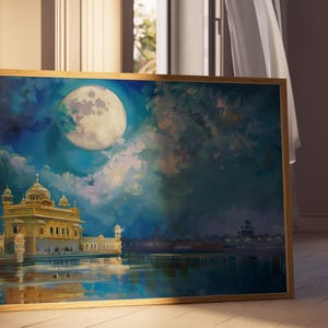 Harmandir Sahib Illustration | Unframed Poster | Gurdwara Oil Painting Sikh Art Golden Temple Sikh Wall Art Sikhism Sikh Gift Home Decor