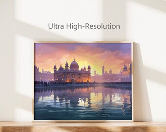 Peregrinación Etérea / Póster de más de 550 ppp / Arte mural sij sin marco / Regalo sij / Decoración de pared / Arte religioso