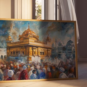 Harmandir Sahib Illustration | Unframed Poster | Gurdwara Oil Painting Sikh Art Golden Temple Sikh Wall Art Sikhism Sikh Gift Home Decor