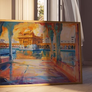Harmandir Sahib Illustration | Unframed Poster | Gurdwara Oil Painting Sikh Art Golden Temple Sikh Wall Art Sikhism Sikh Gift Home Decor