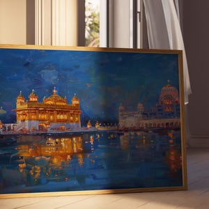Harmandir Sahib Illustration | Unframed Poster | Gurdwara Oil Painting Sikh Art Golden Temple Sikh Wall Art Sikhism Sikh Gift Home Decor