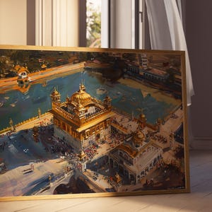 Harmandir Sahib Illustration | Unframed Poster | Gurdwara Oil Painting Sikh Art Golden Temple Sikh Wall Art Sikhism Sikh Gift Home Decor