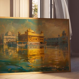 Harmandir Sahib Illustration | Unframed Poster | Gurdwara Oil Painting Sikh Art Golden Temple Sikh Wall Art Sikhism Sikh Gift Home Decor