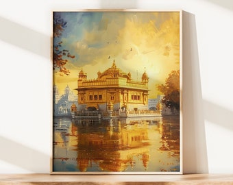 Gurdwara Sikh Art Golden Temple Digital Print -  Sikh Wall Art Sikhism Gurdwara Sahib Wallpaper Sikh Gift Home Decor Sikh Art Oil Painting