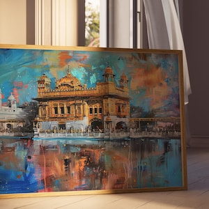 Harmandir Sahib Illustration | Unframed Poster | Gurdwara Oil Painting Sikh Art Golden Temple Sikh Wall Art Sikhism Sikh Gift Home Decor