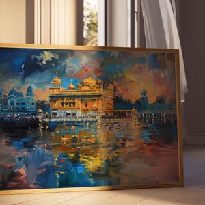 Harmandir Sahib Illustration | Unframed Poster | Gurdwara Oil Painting Sikh Art Golden Temple Sikh Wall Art Sikhism Sikh Gift Home Decor