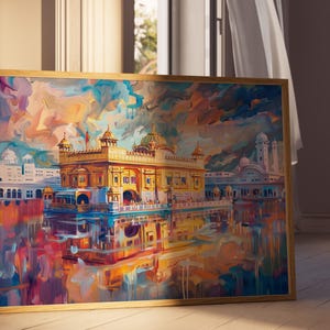 Harmandir Sahib Illustration | Unframed Poster | Gurdwara Oil Painting Sikh Art Golden Temple Sikh Wall Art Sikhism Sikh Gift Home Decor