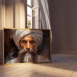 Guru Amar Das: Heavy Paint, Deep Resonance | Sikh Art | Religious Art, Sikh Wall Art, Sikh Gift, Decor, Digital Print, Sikh Wall Art