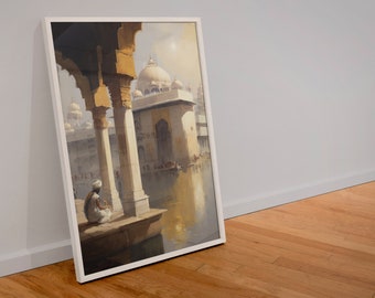 Serene Beauty of the Golden Temple: A Peaceful Artwork - Digital Print | Sikh Art | Sikh Wall Art | Home Decor | Instant Download