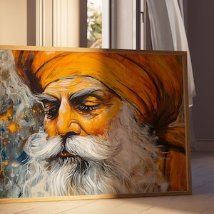 Sikh Guru Digital Download Sikh Wallpaper Oil Painting Sikh Wall Art Sikh Guru Portrait Sikh Gift Punjabi Religious Art