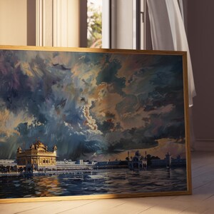 Harmandir Sahib Illustration | Unframed Poster | Gurdwara Oil Painting Sikh Art Golden Temple Sikh Wall Art Sikhism Sikh Gift Home Decor