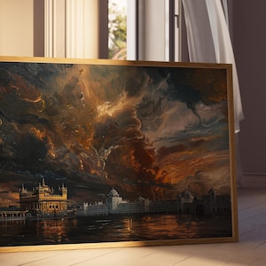 Harmandir Sahib Illustration | Unframed Poster | Gurdwara Oil Painting Sikh Art Golden Temple Sikh Wall Art Sikhism Sikh Gift Home Decor