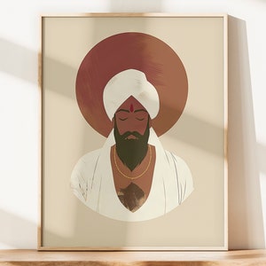 Minimalistic Sikh Guru 550 + DPI Sikh Poster Print | Religious Art | Sikh Art | Sikh Gifts | Sikh Wall Art | Sikh Poster Print
