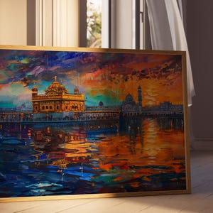 Harmandir Sahib Illustration | Unframed Poster | Gurdwara Oil Painting Sikh Art Golden Temple Sikh Wall Art Sikhism Sikh Gift Home Decor