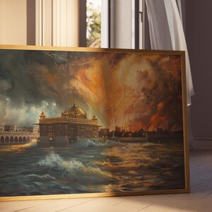 Harmandir Sahib Illustration | Unframed Poster | Gurdwara Oil Painting Sikh Art Golden Temple Sikh Wall Art Sikhism Sikh Gift Home Decor