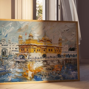 Harmandir Sahib Illustration | Unframed Poster | Gurdwara Oil Painting Sikh Art Golden Temple Sikh Wall Art Sikhism Sikh Gift Home Decor